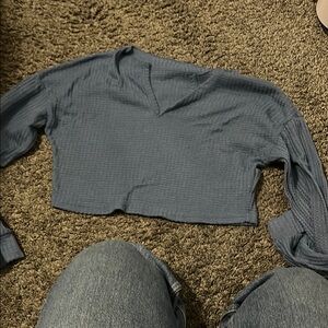 Blue V-Neck Women's Top